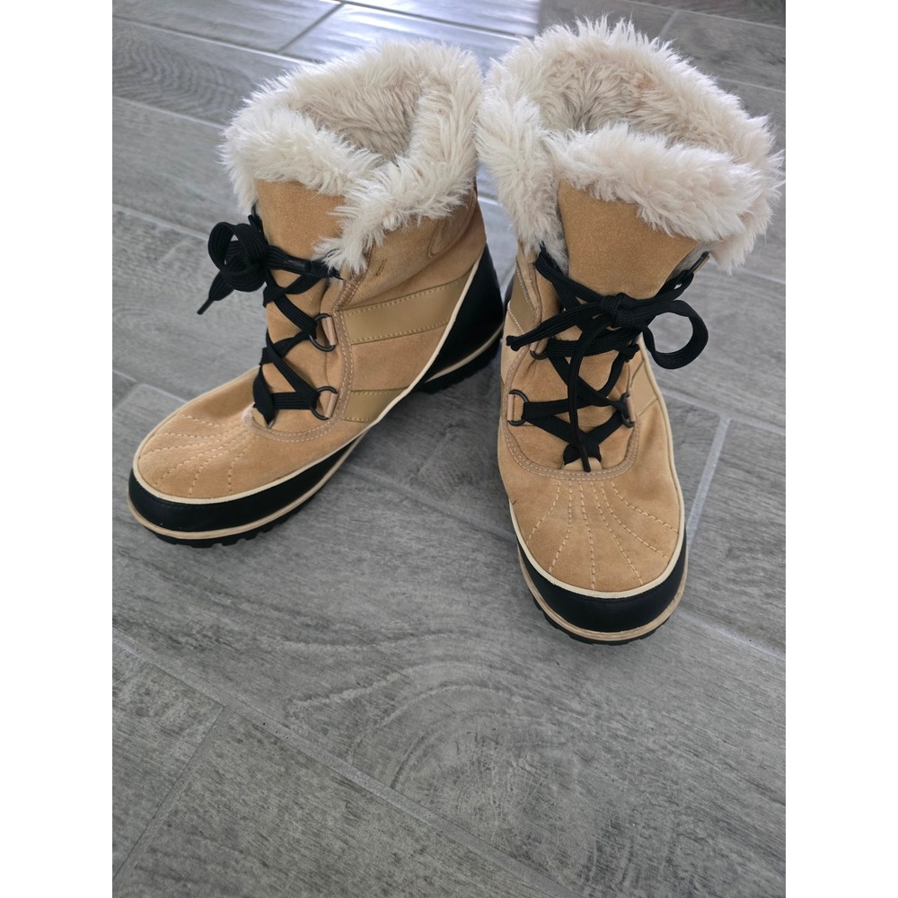 Sorel TIVOLI II Tan Suede Waterproof Winter Snow Boots Faux Fur Womens 10
